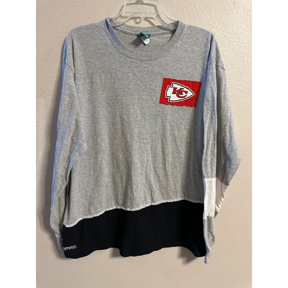 Kansas City‎ Chiefs NFL Football Long Sleeve T Shirt Crew Neck Gray Large